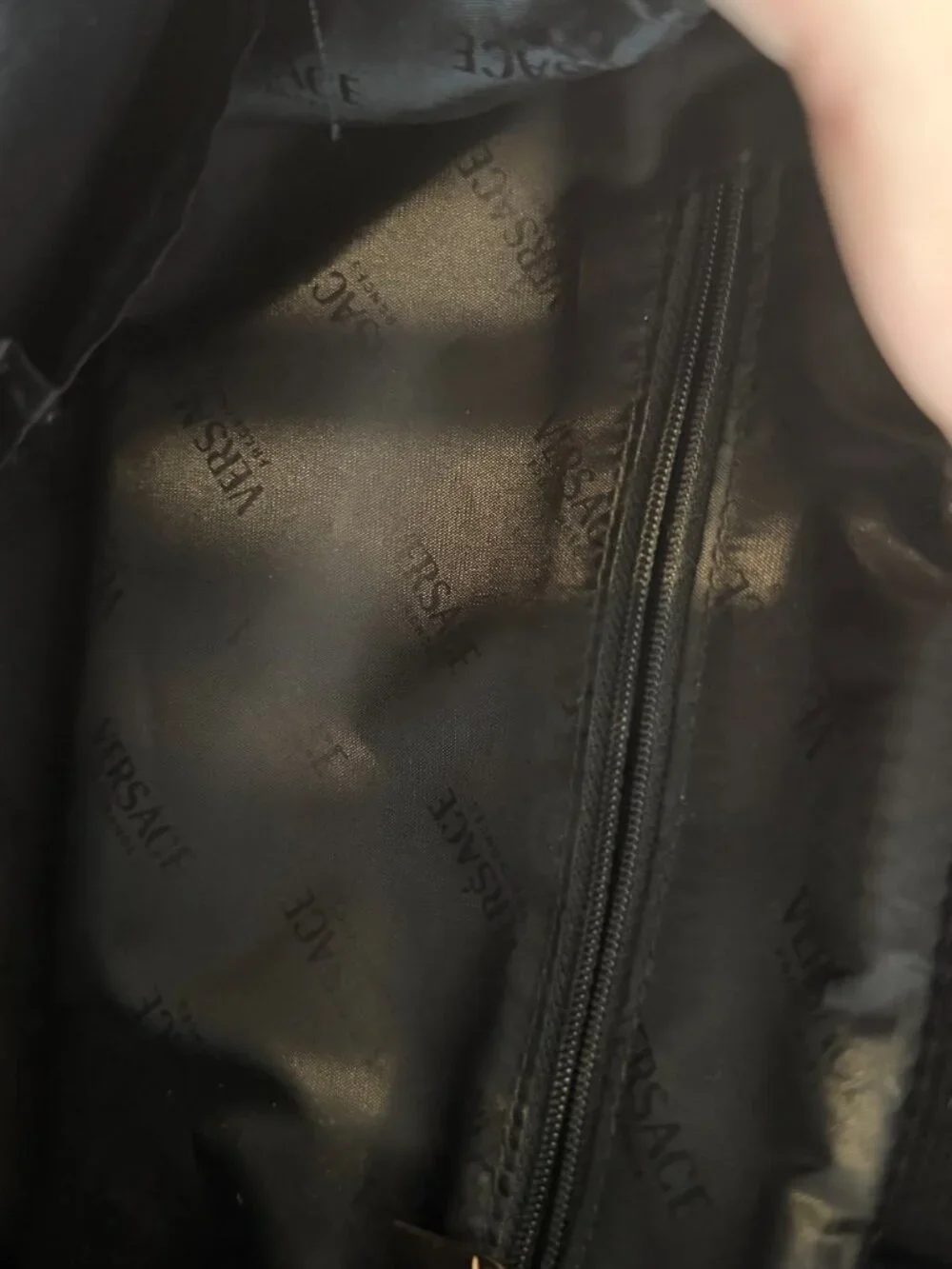 Black Versace Greek Key Hole bag